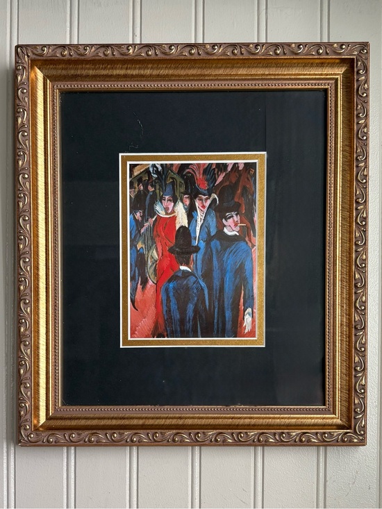 Other - Ernst Ludwig Kirchner “Berlin Street Scene” Print in Gold Frame Expressionism